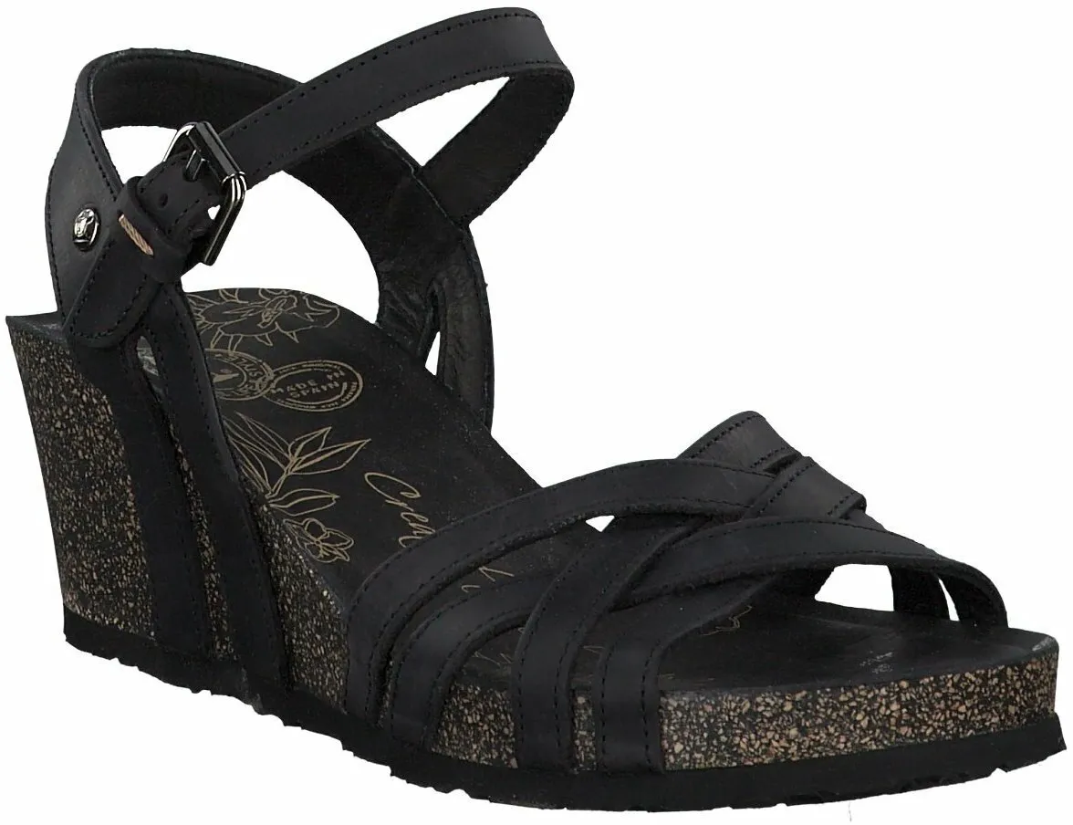 Damen-Sandalen aus Leder 187001711555 (Schwarz)
