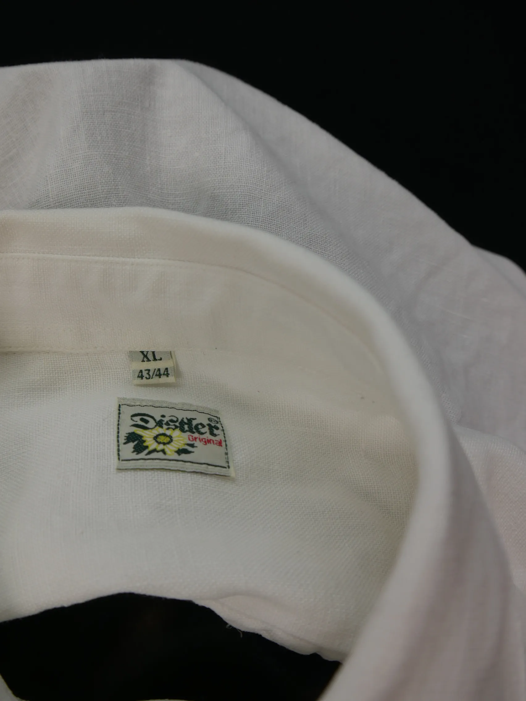 Gr.XL Trachtenhemd Hemd Distler weiß Leinen Applikation Stickerei TH1286