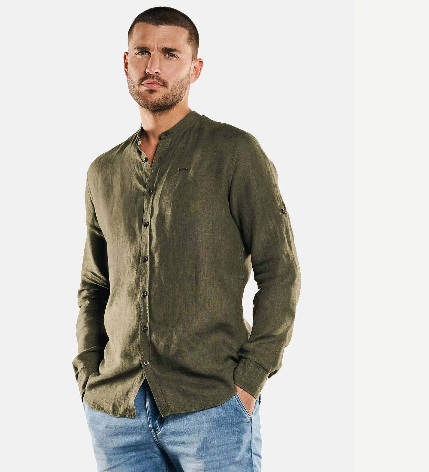 Herren emilio adani Langarm-Hemd aus Leinen in Grün kaufen 33084