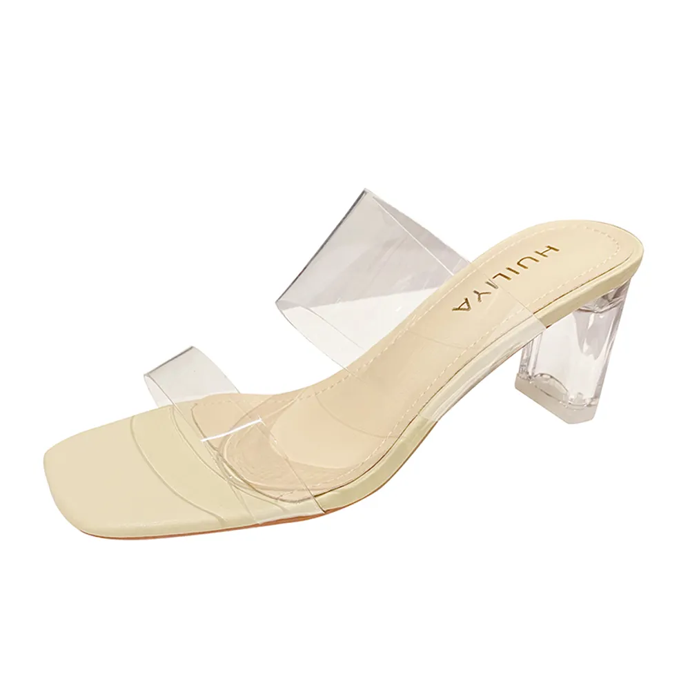 Mingman Damenschuhe Sandalen 877-2 Transparente High Heels, Sommerneu, vielseitig, bequem, sexy und elegant, Netizen-Kristall
