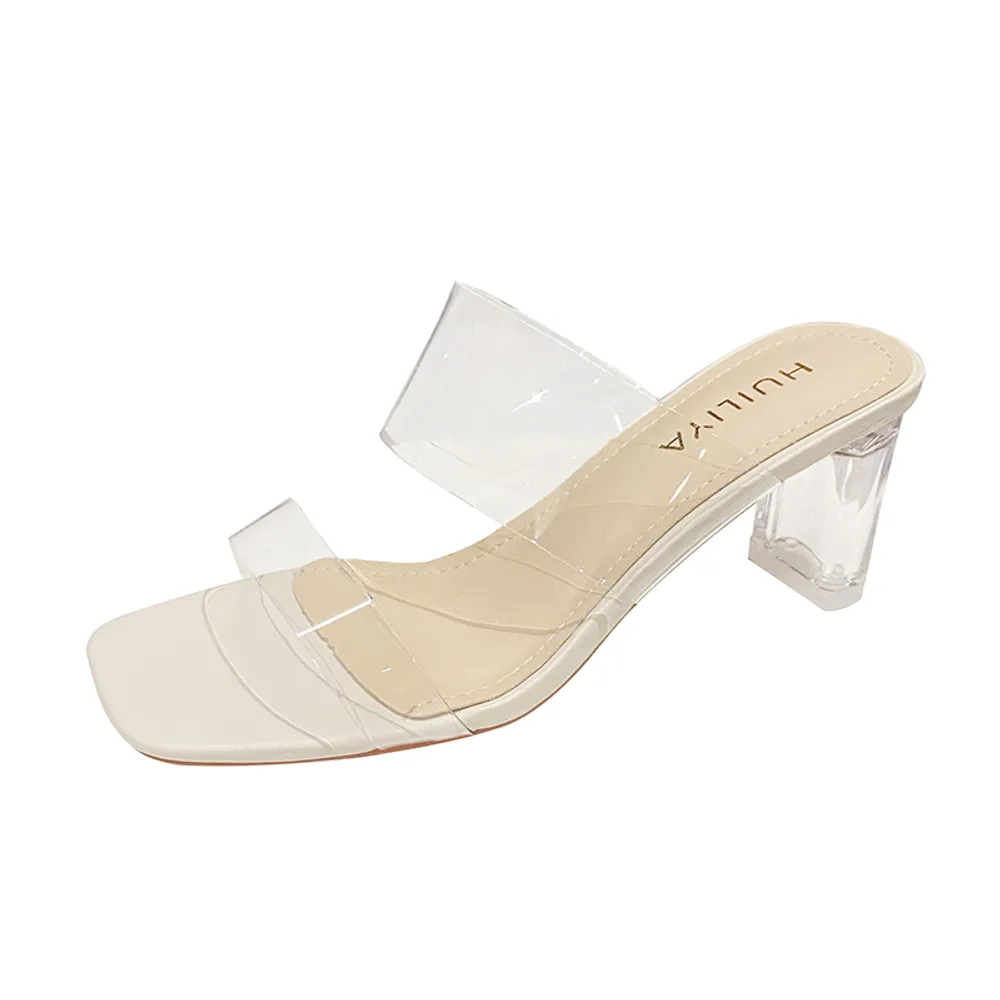Mingman Damenschuhe Sandalen 877-2 Transparente High Heels, Sommerneu, vielseitig, bequem, sexy und elegant, Netizen-Kristall