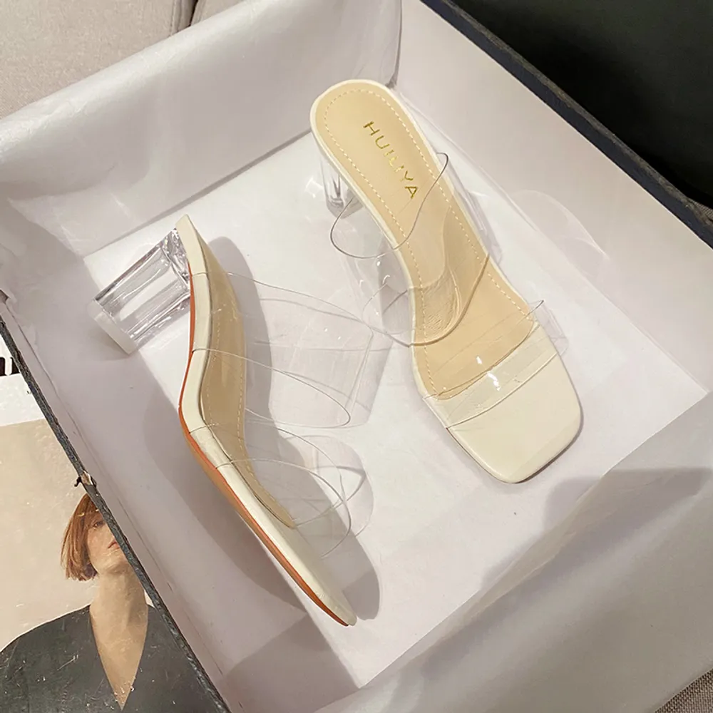 Mingman Damenschuhe Sandalen 877-2 Transparente High Heels, Sommerneu, vielseitig, bequem, sexy und elegant, Netizen-Kristall