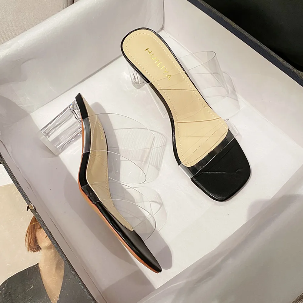 Mingman Damenschuhe Sandalen 877-2 Transparente High Heels, Sommerneu, vielseitig, bequem, sexy und elegant, Netizen-Kristall