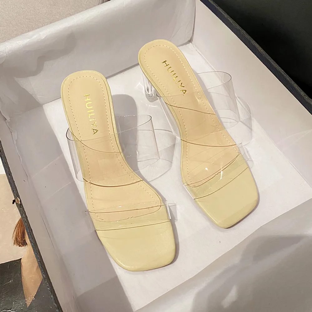 Mingman Damenschuhe Sandalen 877-2 Transparente High Heels, Sommerneu, vielseitig, bequem, sexy und elegant, Netizen-Kristall