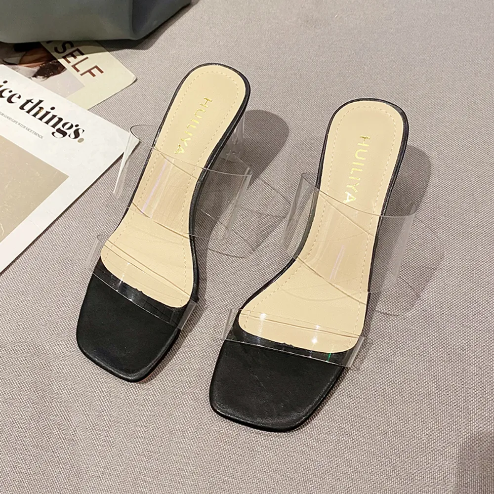 Mingman Damenschuhe Sandalen 877-2 Transparente High Heels, Sommerneu, vielseitig, bequem, sexy und elegant, Netizen-Kristall