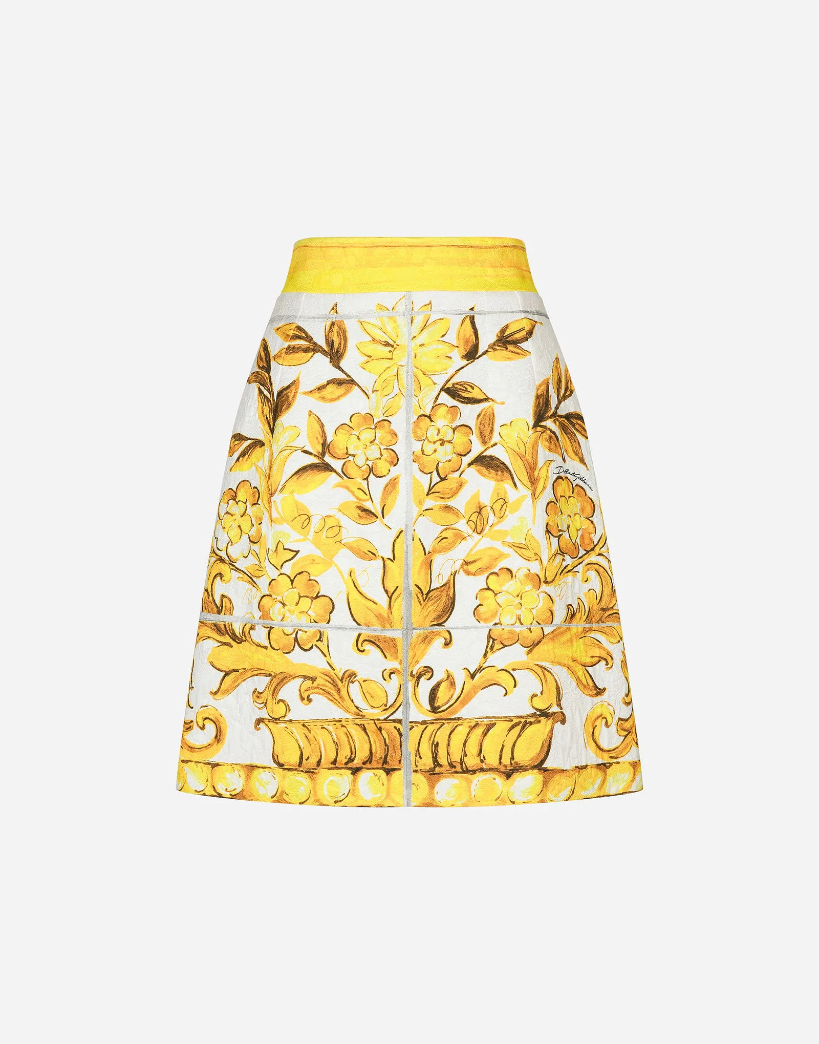 Rock Dolce & Gabbana Short Brocade Skirt with Majolica Print F4BCVTFPTAWHG3TN