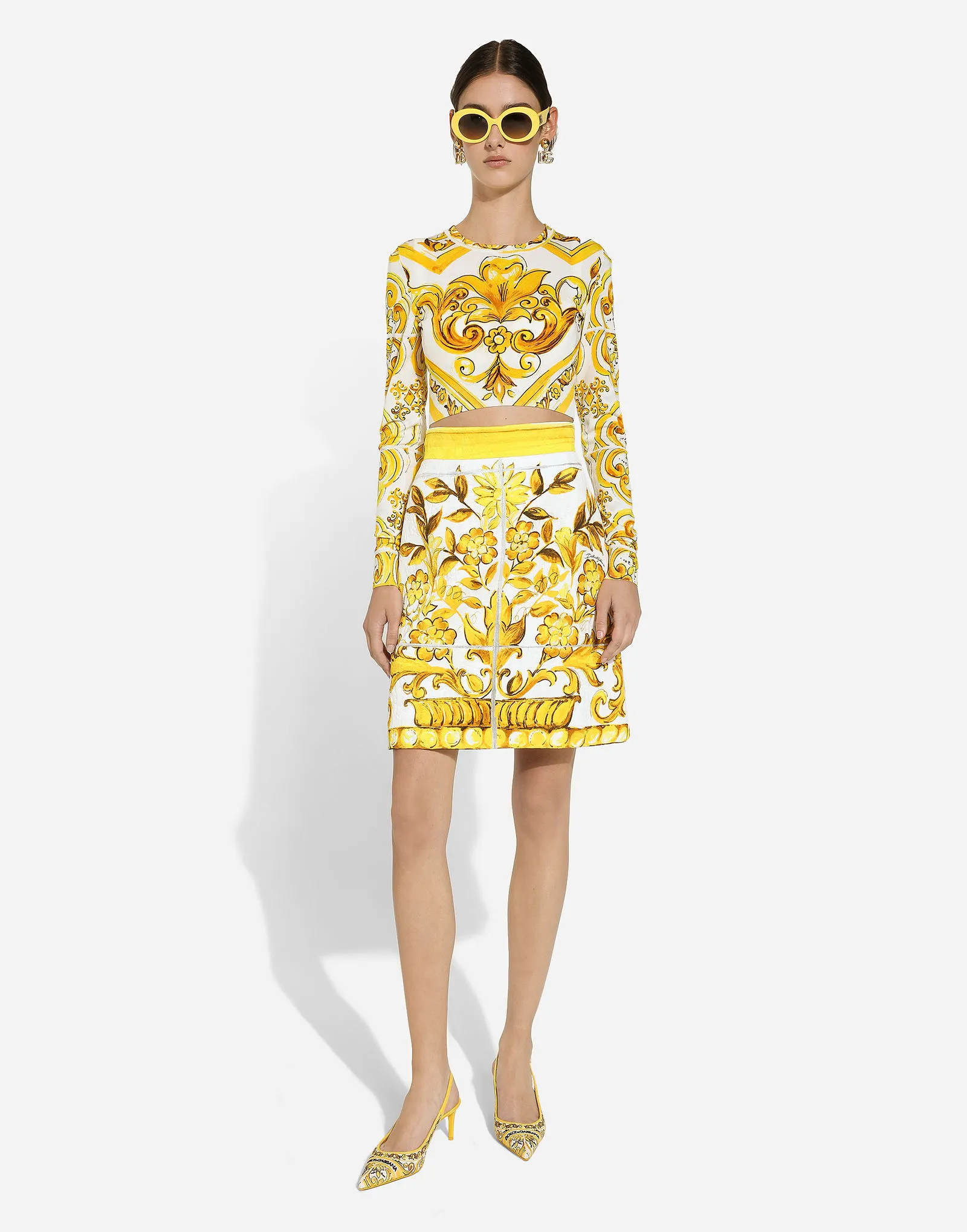 Rock Dolce & Gabbana Short Brocade Skirt with Majolica Print F4BCVTFPTAWHG3TN