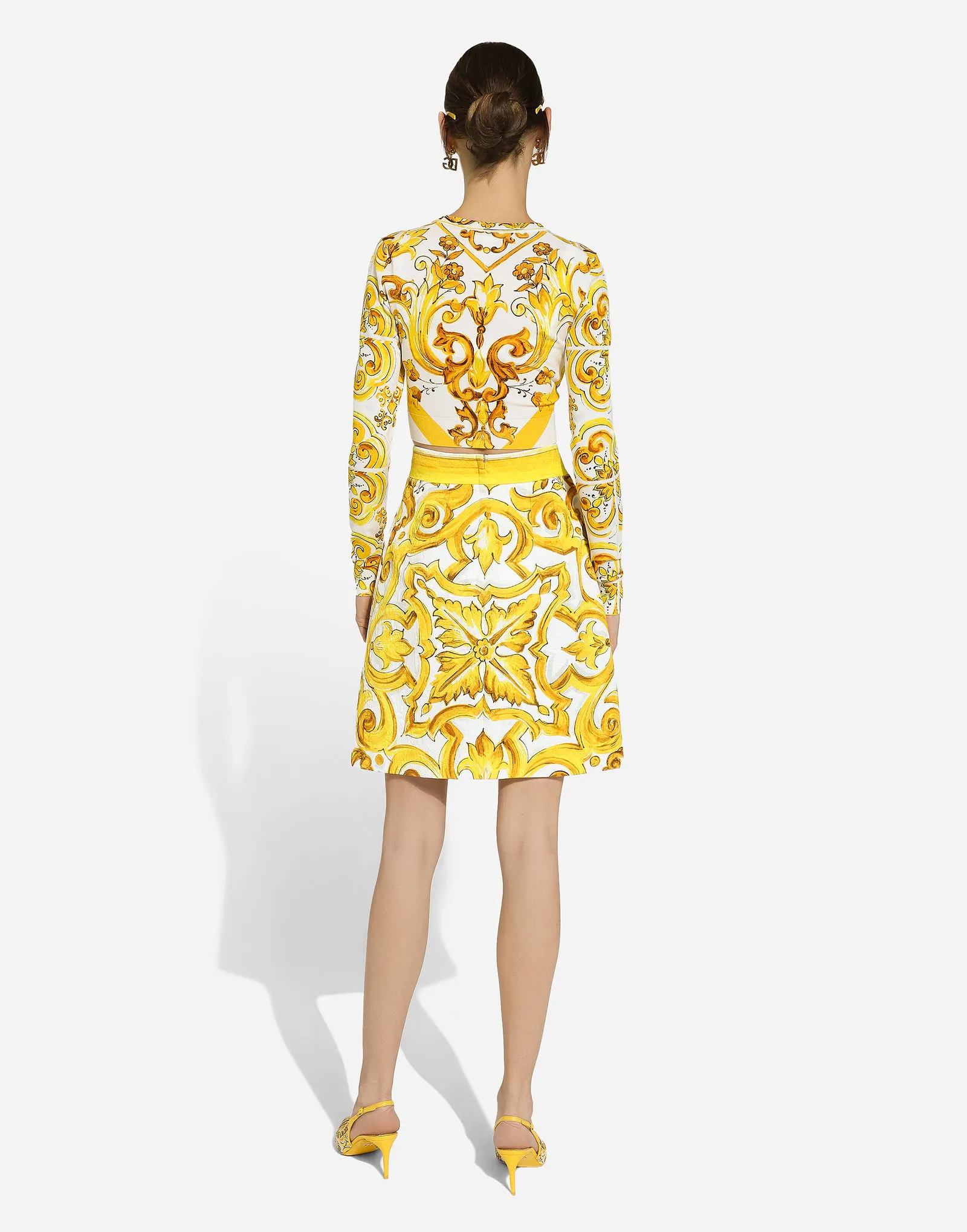 Rock Dolce & Gabbana Short Brocade Skirt with Majolica Print F4BCVTFPTAWHG3TN